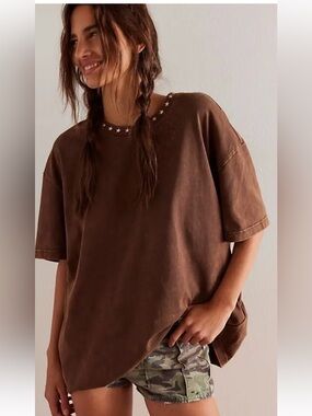 Free People Frontier Embroidered Tee